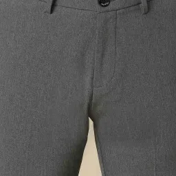 allen solly Men Grey Slim Fit Textured Formal Trousers image 4