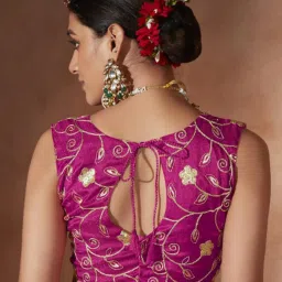 Saree Mall Pink Embellished Saree With Unstitched Blouse image 4
