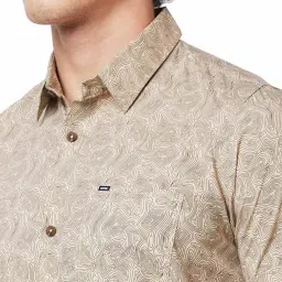 Spykar Brown Cotton Regular Fit Printed Shirt image 4