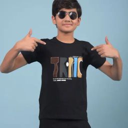 Crimsoune Club Boys Black Cotton Slim Fit Graphic T-Shirt-picture-2
