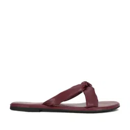 Forever 21 Women's Maroon Cross Strap Sandals-image-90