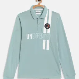 Octave Kids Light Blue Printed Full Sleeves Polo T-Shirt-image-58