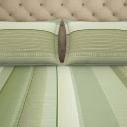 Spaces Tarragon Cotton Double Size Bedsheet With Pillow Covers image 4