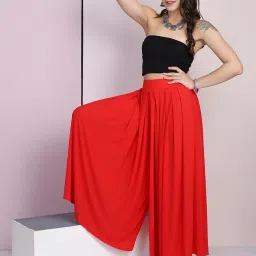 BUYNEWTREND Red Mid Rise Palazzos image 4