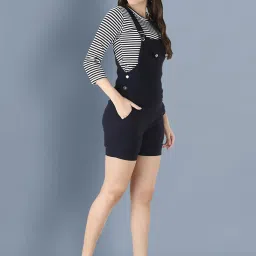 BUYNEWTREND Navy Striped Dungaree image 4