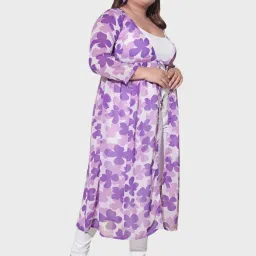 BUYNEWTREND Purple Floral Print Shrug image 4