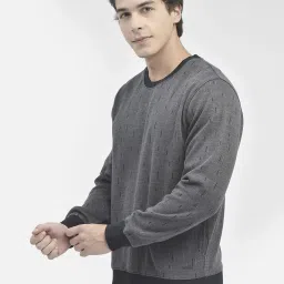 Crimsoune Club Navy Blue Regular Fit Self Pattern Sweatshirt image 4