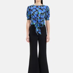 Kazo Blue & Black Floral Print Top image 4