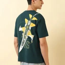 Allen Solly Green Cotton Loose Fit Graphic T-Shirt image 2