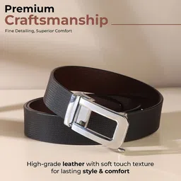 Metronaut Men Textured Leather Reversible Formal Belt image 3