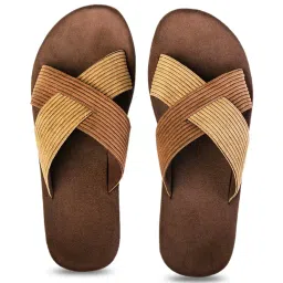 planet paaduks Paaduks Men's Ben Luxe Brown Cross Strap Sandals image 4