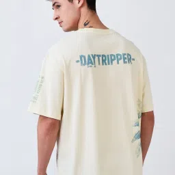 Spykar Men White Loose Fit Solid Half Sleeve Casual T-Shirt image 4