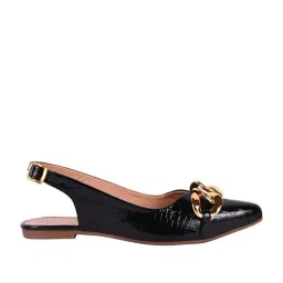 Shoetopia Kids Black & Beige Flat Ballets-picture-18