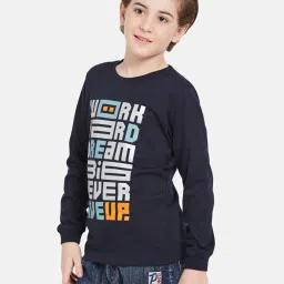 Octave Kids Light Navy Graphic Print Full Sleeves T-Shirt image 4