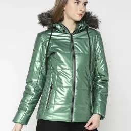 Being Human Green Hooded Puffer Jacket image 4