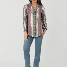 Mustard Multicolor Moss Floral Print Shirt image 4