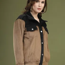 Melon by PlusS Brown & Black Color-Block Jacket image 4
