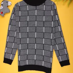 V-Mart Boys Checked Mock Collar Long Sleeves Pullover Sweater-image-83