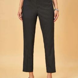Annabelle by Pantaloons Black Textured Pattern Trousers-picture-42