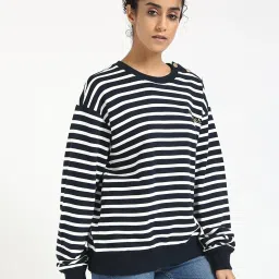 TOMMY HILFIGER Multi Cotton Stripes Full Sleeves Sweatshirt image 4