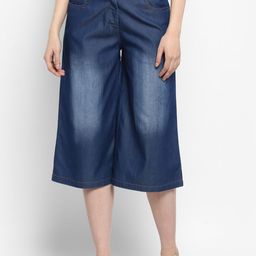 StyleStone Women Blue Regular Fit Solid Culottes-picture-10