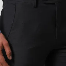Van Heusen Black Slim Fit Texture Trousers image 4