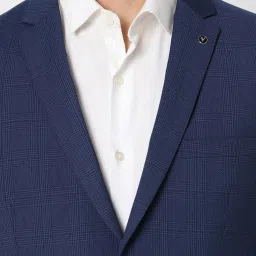Van Heusen Blue Slim Fit Checks Two Piece Suit image 4