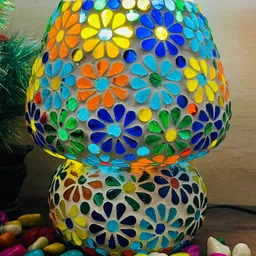 DIWAM HANDICRAFTS White Textured Glass Traditional Abstract Shaped Table Lamp-image-60