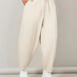 Styli Cream Relaxed Fit Cotton Drawstring Joggers-picture-19