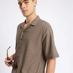 glitchez Self Design Textured Casual Realxed Fit Shirt-image-67