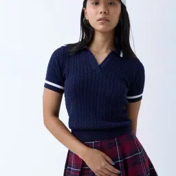 nuon women Nuon by Westside Navy Cable-Knit Cotton T-Shirt-picture-23