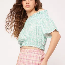 DressBerry Chic & Cheery Smocked Crop Blouson Top image 4