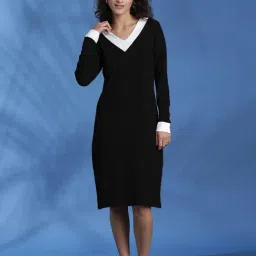 Kotty Black & White Regular Fit A Line Dress-image-96