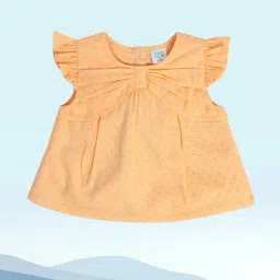 MINIKLUB Orange Baby Girls Frill Sleeve Woven Top-image-1