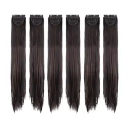 Stasia Street Clip-In Straight Dark Brown Side Patches With Copper Highlights (6pcs Set) - 24 Inches-image-99