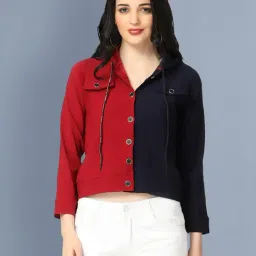 BUYNEWTREND Maroon & Navy Color-Block Jacket-picture-35