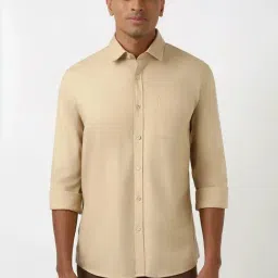 Peter England Beige Cotton Slim Fit Shirt-image-88