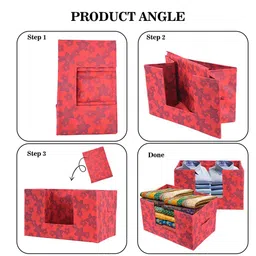 Kuber Industries Red & Blue 3 Pieces Printed Cloth Organisers image 2