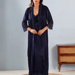 HOUSE OF ELORRA Women's Solid Maxi Nightdress-image-65