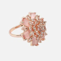 ADIVA Women Rose Gold-Plated AD-Studded Finger Ring image 3