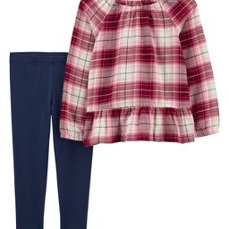 Carter's 2-Piece Flannel Top & Legging Set - Red & Blue-picture-12