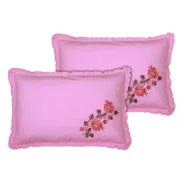 Kuber Industries Embroidery Pattern Breathable & Soft Cotton Pillow Cover For Sofa, Couch, Bed, Set of 2 (Pink) 54KM4119-picture-11
