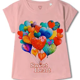 Wear Your Mind Half Sleeves Balloon Hearts Printed Tee - Pink-picture-22
