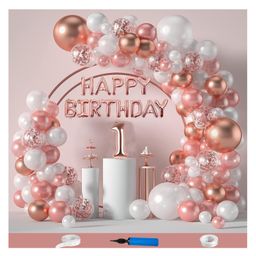 Bubble Trouble Balloon Theme First 1St Birthday Decoration Items For Boys Girls Party Decoration Kit Balloon Combo Pack Of 110 Pcs Rose Gold White-picture-26