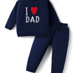 Doodle Poodle Knitted Full Sleeves Sweater Set With Jacquard Knit Design - Navy Blue-picture-41