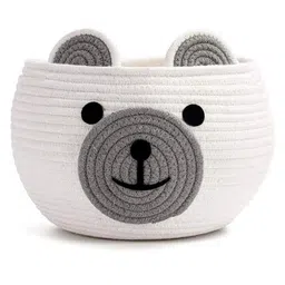 Kids Wonders Cute Bear Shaped Cotton Rope Storage Basket White-picture-17