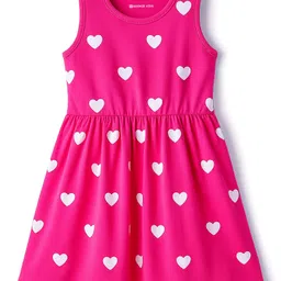 kookie kids india Kookie Kids Single Jersey Knit Sleeveless Frock With Heart Print - Dark Pink-picture-20