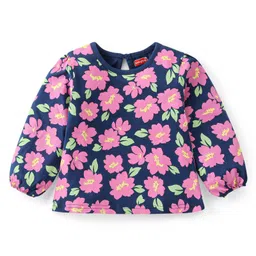 Babyhug Cotton Knit Full Sleeves Top with Floral & Polka Dots Print Pack of 3 - Navy Pink & Yellow image 2