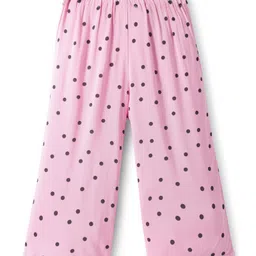 CrayonFlakes Polka Dots Printed Belted Palazzo - Pink image 3