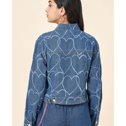Coolsters by Pantaloons Cotton Full Sleeves Hearts Printed Jacket - Navy image 3